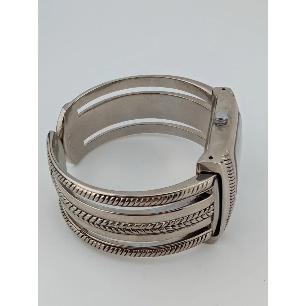Premier Designs‎ Watch Women 31mm Case Silver Bangle Hinge Band- New Battery